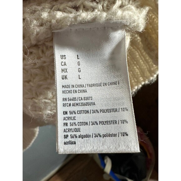 American Eagle Outfitters Rolled Neck Beige Knit Sweater Drop Shoulder - Picture 3 of 4